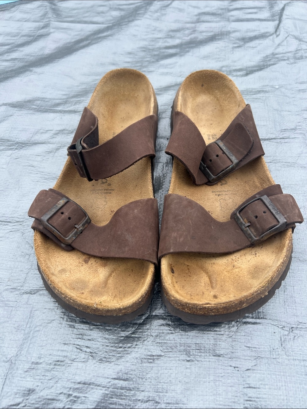 Birkenstock Betula Faux Brown Suede Double-Buckle Men’s Slide Sandals